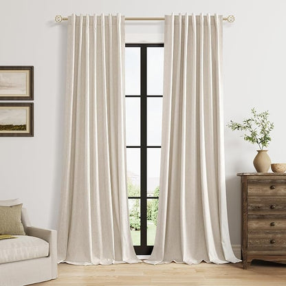 Extra Long 100% Blackout Linen Curtains by Guken