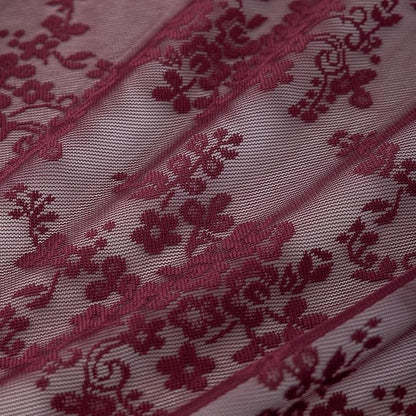 YJ YANJUN Vintage Lace Curtains 96 Inches Long-Victorian Floral Burgundy Xmas - Image 6