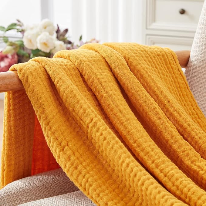 EMME Muslin Blankets for Adults Throw Blanket for Couch Breathable Gauze Soft - Image 8