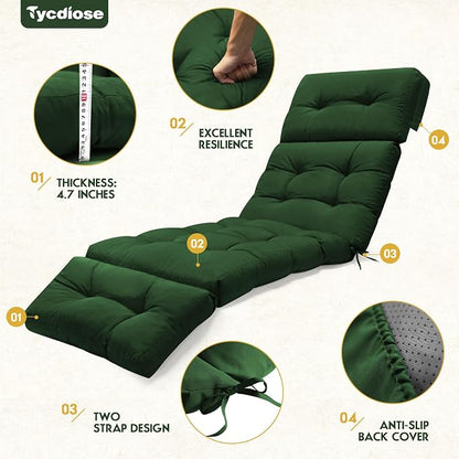 Outdoor Chaise Lounge Chair Cushion Set of 4, Thickened 74.4 x 22 x 4.7 Inches - Image 5