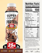SUPER COFFEE Protein+, Keto Protein Coffee (0g Added Sugar, 25g Protein, 150 Calories) [Mocha] 12 Fl Oz, 12 Pack | Iced Smart Coffee Drinks