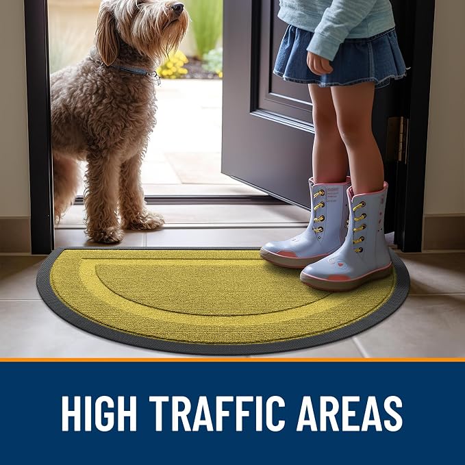 OLANLY Half Circle Front Door Mat Outside 35x23 All-Season Rubber Doormat | - Image 6