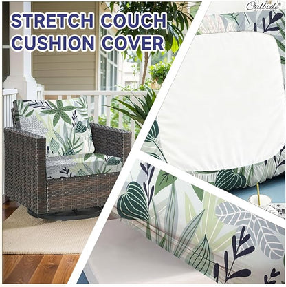 CALBODE 12 Pcs Stretch Indoor/Outdoor Seat Cushion Covers, Indoor/Outdoor Couch - Image 4