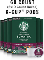 Starbucks K-Cup Coffee Pods, Dark Roast Coffee, Sumatra for Keurig Brewers, 100% Arabica, 6 boxes (60 pods total)
