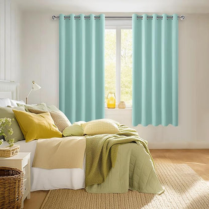 Blackout Curtains for Bedroom, 60 x 63 Inches Long, 2 Panels, Aqua | Thermal - Image 2