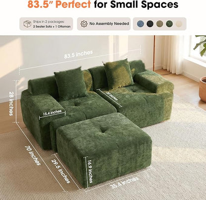 83.5" Boneless Loveseat with Ottoman, Cloud Comfy Couches - Image 7