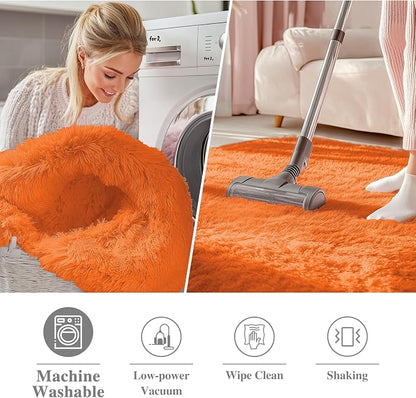 OLANLY Orange Round Rugs for Bedroom - Image 3