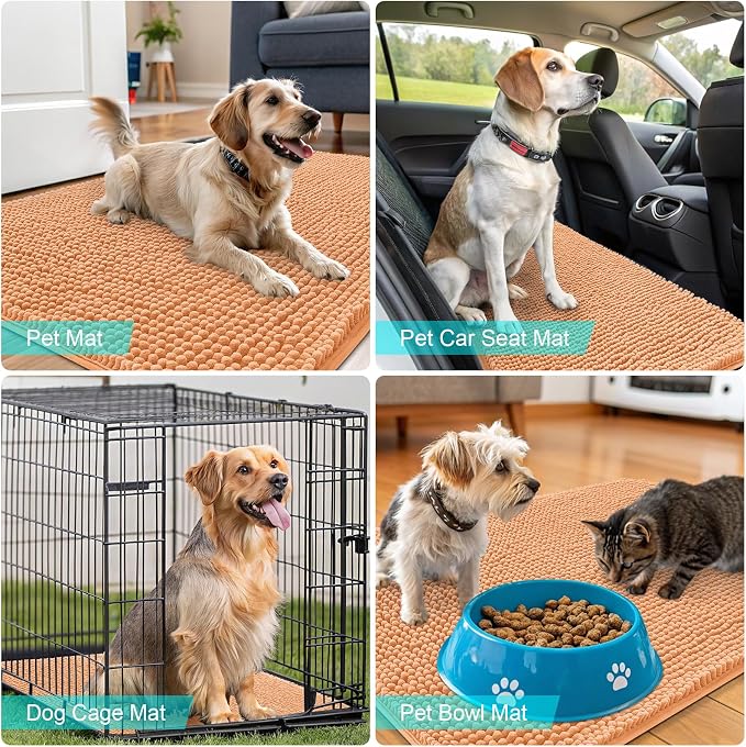OLANLY Dog Door Mat for Muddy Paws 47x24, Super Absorbent Chenille Mud Mat | - Image 7