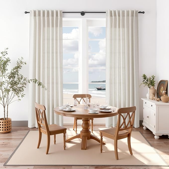 Pearl White Linen Curtains for Living Room 72 Inches Long Luxury Light - Image 8