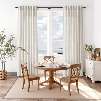 Pearl White Linen Curtains for Living Room 72 Inches Long Luxury Light - Image 8