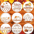 Fall Stencils for Painting on Wood 12” Happy Thanksgiving Stencil Hello Pumpkin Autumn Stencils for Painting on Porch Wall Fabric Wreath