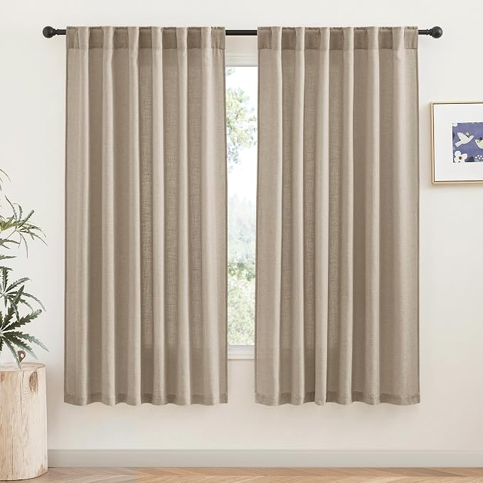 RYB HOME Light Filtering Linen Sheer Curtains 72 inch Long by RYBHOME