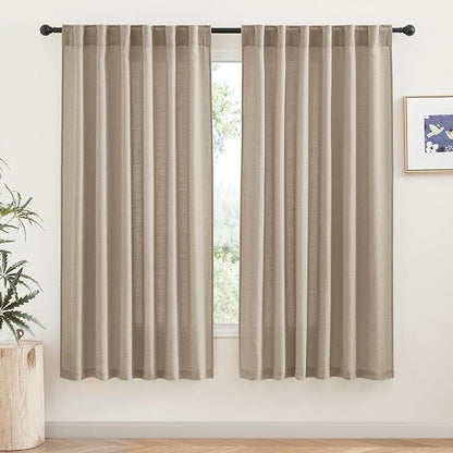 RYB HOME Light Filtering Linen Sheer Curtains 72 inch Long by RYBHOME