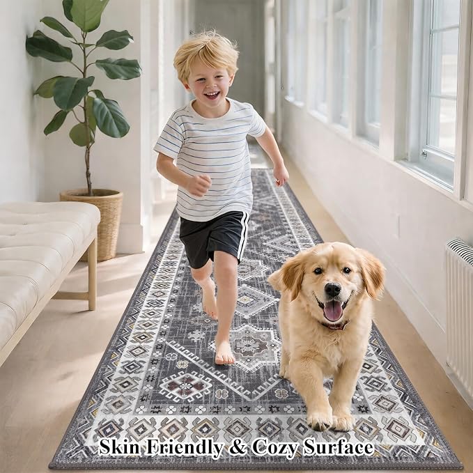 HEBE Boho Kitchen Mats for Floor 24''x60'', Non Slip Washable Runner Rug | - Image 7