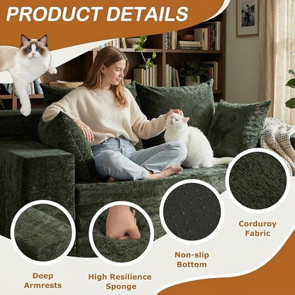 Loveseat Sofa Bed, Convertible Silky Velvet 5-in-1 Foldable Boneless Sleeper - Image 4