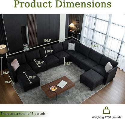 150.4" Large Sectional Couches for Living Room, 8 Seater L Shaped Modular - Image 2