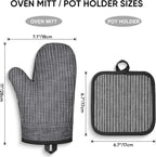 Oven Mitts and Pot Holders, Silicone Oven Gloves, 500 F Heat Resistant Oven Mitts Sets, Non-Slip Silicone Textured Grip, Darkgray