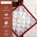 Maison d' Hermine Pot Holders Set 100% Cotton Heat Resistant Potholders 8" x 8" Hot Pads with Loop BBQ, Cooking, Baking, Grilling, Kitchen, Handling Hot Pans (Pack of 2, Fairytale Forest)