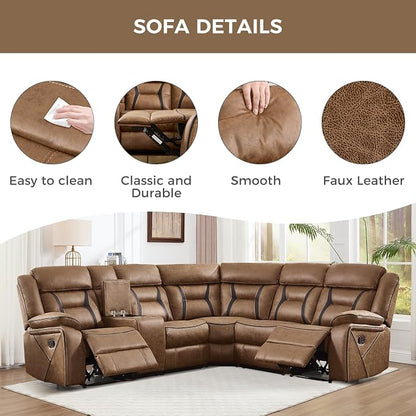 EBELLO Manual Reclining Sectional Sofa - Image 6