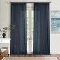 Navy 90 Inch Linen Semi Sheer Curtains Pinch Pleated 2 Panels | Light Filtering by Twodrapes
