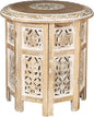 Lightnpro Hand Carved Solid Mango Wood Octagonal Accent Table by Lightnpro