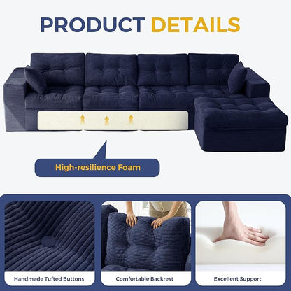 MAXYOYO 132" L Shaped Modular Sectional Sofa - Image 8