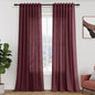 Extra Long Burgundy Linen Curtains 120 Inch by Nanspring
