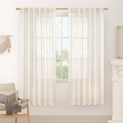 68 inch Length Linen Curtains for Living Room 2 Panels, 52 x 68 Inch | Linen by LAMIT