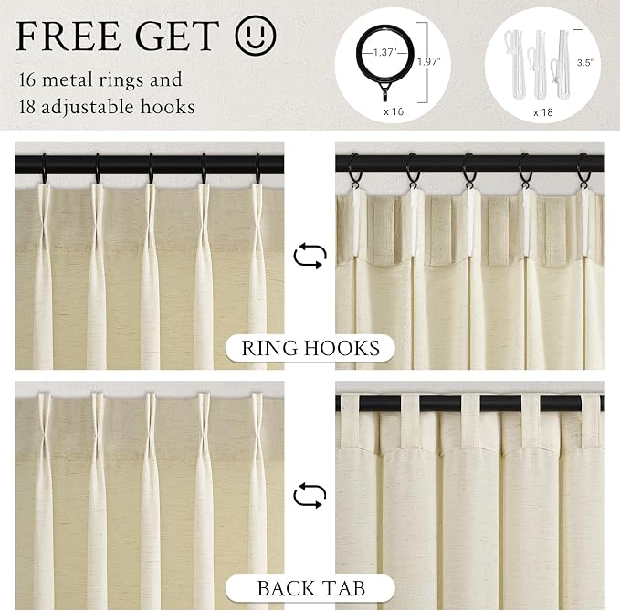 Topfinel Pinch Pleated 94 Inch Curtains 2 Panels - Image 6