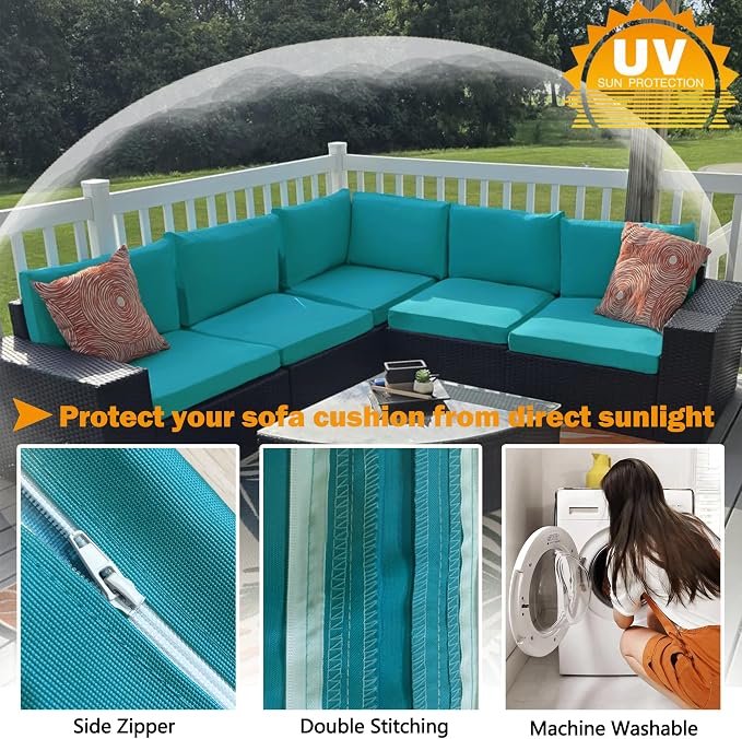 Sqodok Patio Cushion Cover 21x19 inch, Outdoor Seat Cushion Slip Cover - Image 4