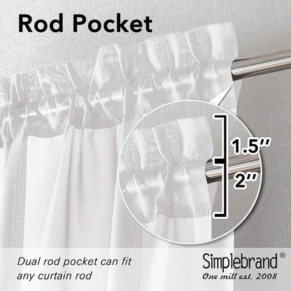 Simplebrand White Short Sheer Curtains 45 Inch Length - Image 2