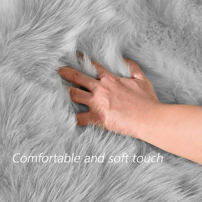 Latepis Gray Rugs for Living Room 5x6.7 Fluffy Shag Rug Washable Faux Fur Fuzzy - Image 4