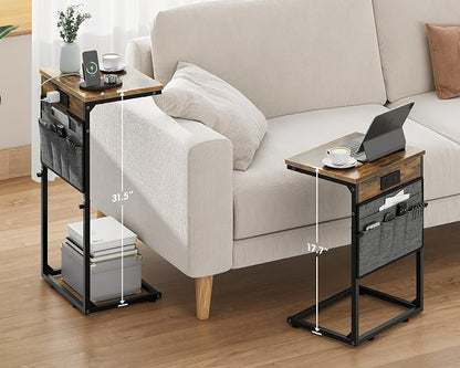 Vagusicc C-Shaped End Table Set of 2, Adjustable Height Side Table - Image 2