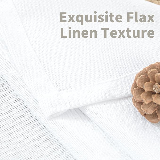 YoungsTex White Linen Semi Sheer Curtains 42 X 63 Inch Length 2 Panels | Light - Image 6