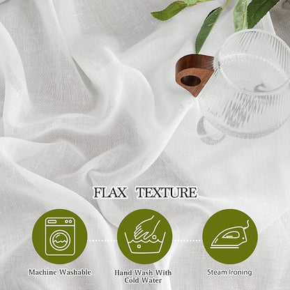 NICETOWN White Living Room Curtains Extra Long 135 inches Long, Grommet Linen - Image 4