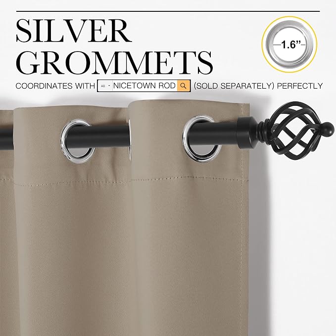 NICETOWN Bedroom Curtain Panels Blackout Draperies, Thermal Insulated Solid - Image 3