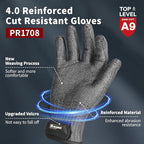 Schwer Ultimate Cut Resistant Gloves Beyond ANSI A9, Reinforced Stainless Steel Glove, Food Grade Mesh Metal Gloves for Butcher Meat Cutting, Oyster Shucking, Mandoline, Non-PFAS, PR1708 (L, 1 PCS)
