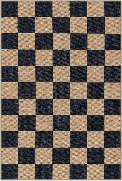Lahome Checkered Easy Jute Front Door Mat, 2x3 Kitchen Outdoor Rug Washable | - Image 9