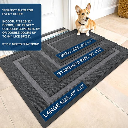 OLANLY Front Door Mat Outside 59x23, All-Season Heavy-Duty Rubber Doormat | Grey - Image 2