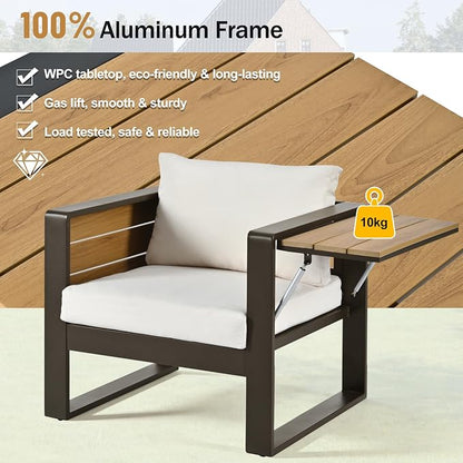 4-Piece Patio Conversation Set, Aluminum Frame Outdoor Patio Furniture Set w/ - Image 5