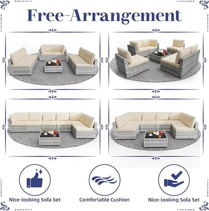 KIGOTY 7-Piece Patio Furniture Set, All-Weather PE Rattan Outdoor Sectional Sofa - Image 6