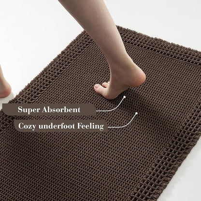RESARE Waffle Bath Mat for Bathroom Non Slip Bathroom Rugs 24x36 Dark Brown | - Image 3