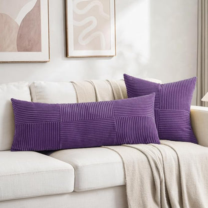 Fancy Homi 2 Packs Purple Big Decorative Throw Pillow Covers 24x24 Inch - Image 6