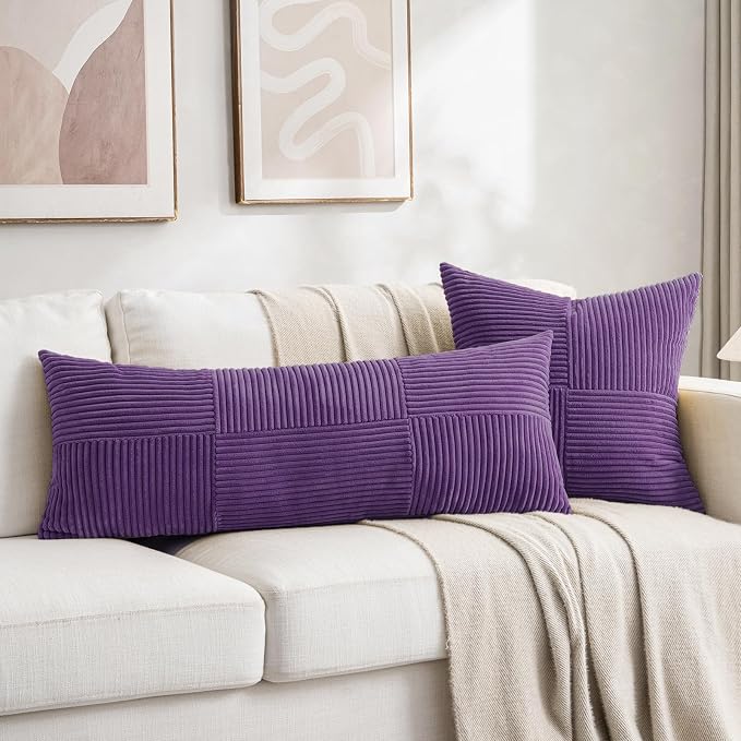 Fancy Homi 2 Packs Purple Decorative Throw Pillow Covers 22x22 Inch - Image 6