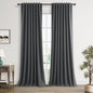 Blazer Grey 100% Blackout Linen Curtains 120 Inch Length 2 Panels Set by Guken