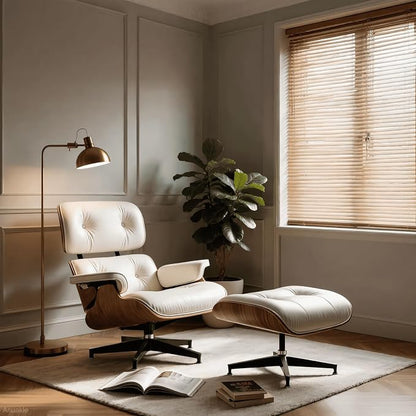 Top Grain Leather, Mid Century Chaise Lounge Chair and Ottoman, Reading Chair - Image 5