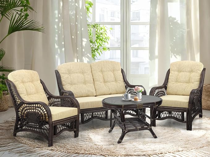 Malibu Lounge Loveseat Sofa Natural Rattan Wicker Handmade Design - Image 5