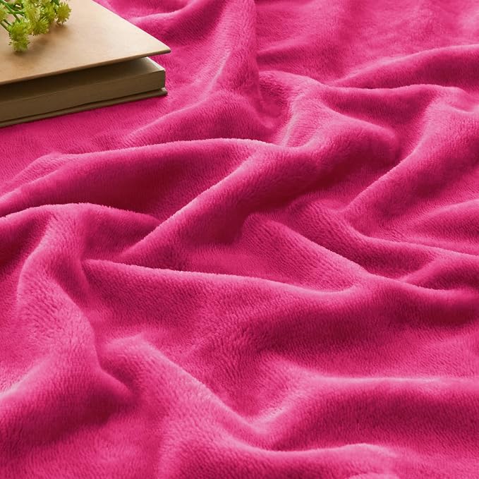 BEDELITE Fleece Blanket Soft Plush Twin Size Blanket Hot Pink 60"x80" | Ultra - Image 4