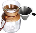 AGOGO Pour Over Coffeemaker Dripper with 304 Stainless Steel Filters Carafe High Capacity 10 Cup