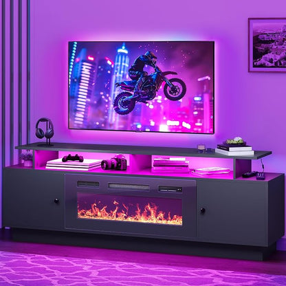 DWVO 70'' TV Stand with 36" Electric Fireplace, Entertainment Center with LED by DWVO